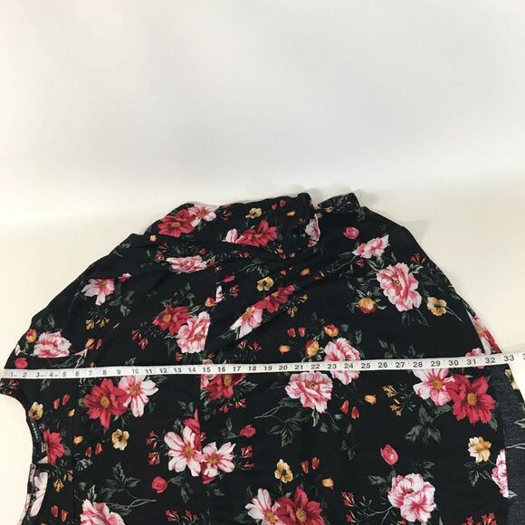 Torrid Babydoll Gauze Keyhole Front Tunic Top Women's Plus 3/3X Black Floral - Picture 9 of 13